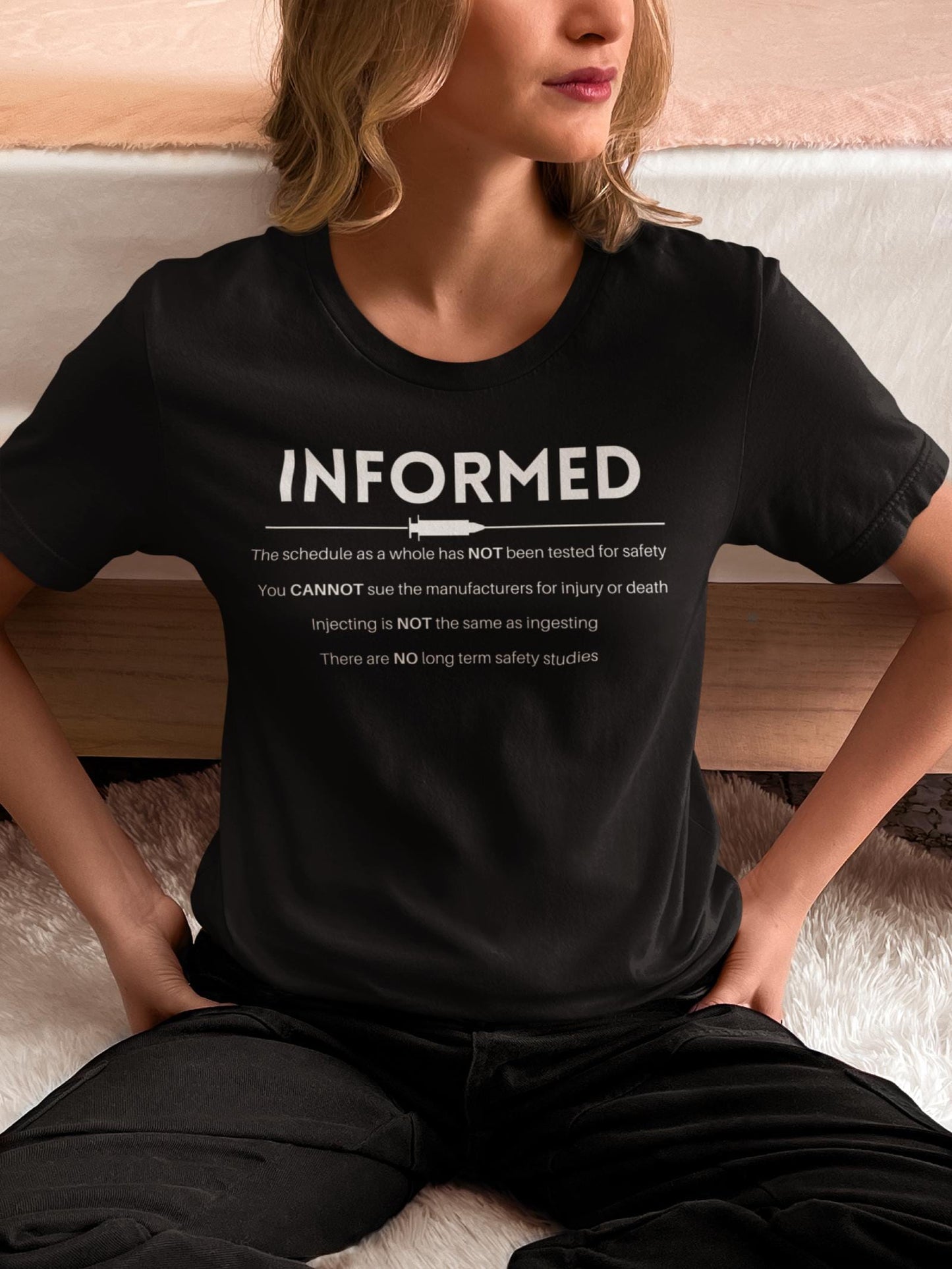Informed T-Shirt T-Shirt Injecting Truth X-Small Black with White Letters 
