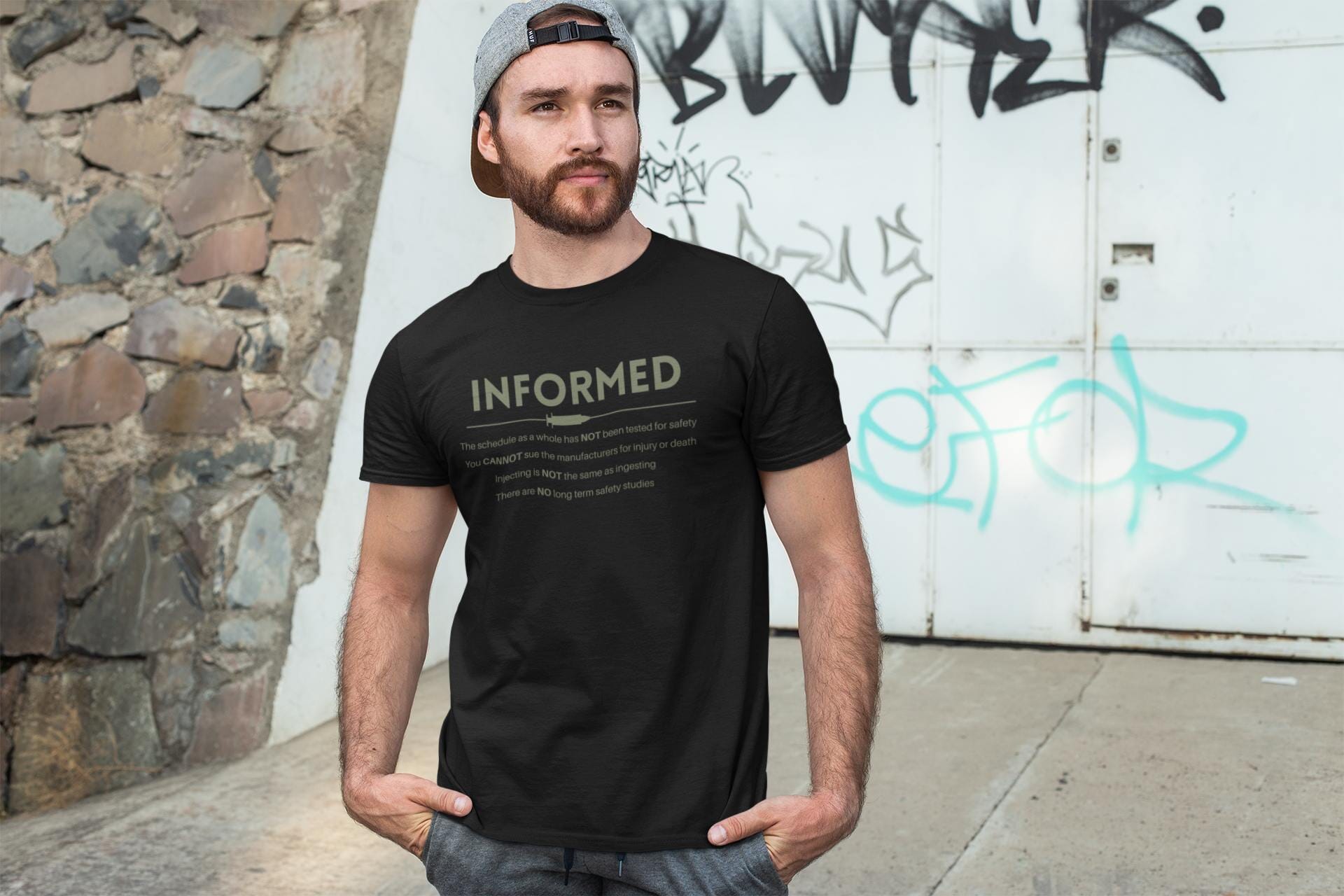 Informed T-Shirt T-Shirt Injecting Truth X-Small Black with Green Letters 